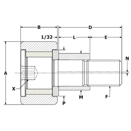 CARTER BEARINGS 1.00", Bronze Bushing Cam Follower, Eccentric SFHE-32-A